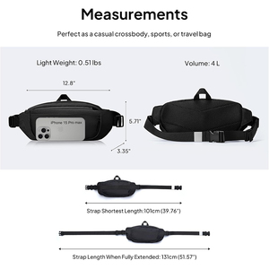 Riñonera cruzada de gran capacidad con bolsillo oculto para botella de agua, resistente al agua, cinturón ajustable para senderismo, correr y viajar - Product Image 3