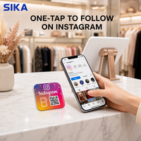 Carte de visite étanche RFID NFC SIKA avec puce NTAG213 pour l'hôtellerie et les paiements, utilisable pour les avis et les évaluations sur les réseaux sociaux