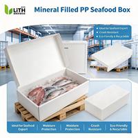 Boîte à fruits de mer en PP ondulé rempli de minéraux, emballage pour fruits de mer en feuille creuse, étanche et empilable pour l'exportation de fruits de mer congelés