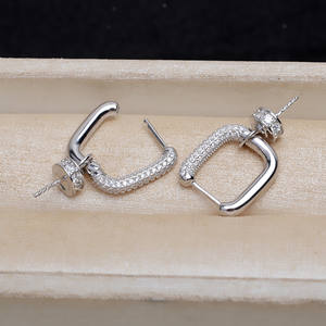 Pendientes de Plata de Ley S925 Wenchi con Cristales, 8-13 Perlas, 2 Accesorios para DIY con 4963 Broches y Bandeja Vacía, Modelo 16000 - Product Image 1