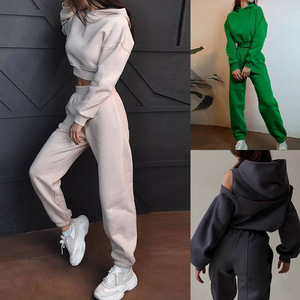 Ensemble sweat-shirt et pantalon large pour femme, style streetwear décontracté, avec logo thermocollé, 100% polyester - Product Image 4