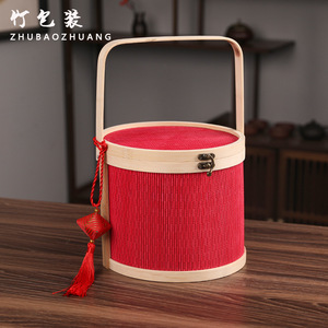 Bamboo <b>Woven</b> <b>Basket</b> Green Lid Handle Storage Container For Tea Or Gifts - Product Image 3