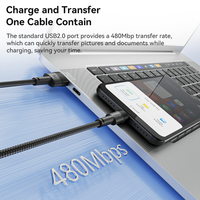 Câble de charge rapide Toocki tressé durable A-M 2.4A avec puce intelligente, synchronisation de données haute vitesse, design couleur bonbon pour téléphones et banques d'alimentation
