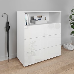 <span class=keywords><strong>Commode</strong></span> à 3 tiroirs en bois blanc brillant, design sans poignées, pour chambre à coucher, MOQ <span class=keywords><strong>100</strong></span> - Product Image 1