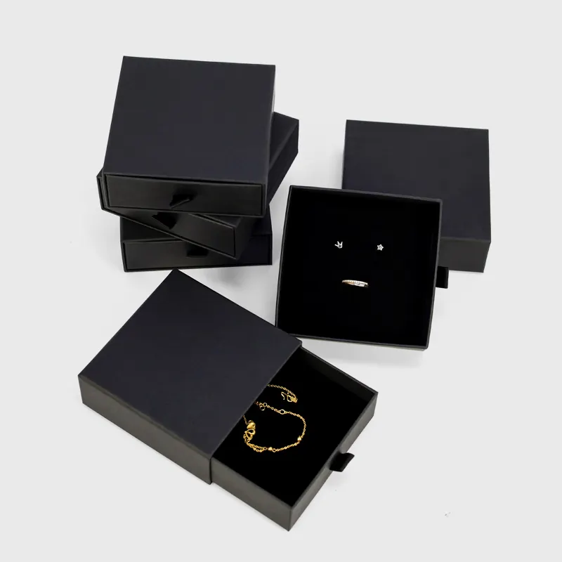 Logo personalizzato orecchini collana anello cassetto di carta scorrevole scatola confezione di gioielli di lusso confezione regalo con Logo