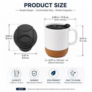 Wholesale 350Ml 12Oz Gift Office Base Sublimation Blank Ceramic Matte Coffee Mug With Cork Bottom and <b>Plastic</b> <b>Sliding</b> Lids - Product Image 3