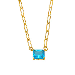 Collana a catena Color oro con graffetta Color oro con rame CZ gioielli quadrati in zircone placcati in oro per <span class=keywords><strong>regali</strong></span> <span class=keywords><strong>amici</strong></span> - Product Image 5