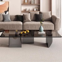 Table basse flottante rectangulaire moderne en verre trempé, combinaison de luxe léger, style italien minimaliste et artistique pour salon