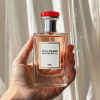 Nouveauté, flacon de parfum en verre transparent rectangulaire de luxe de 80 ml, flacon de parfum vide avec boîte et couvercles
