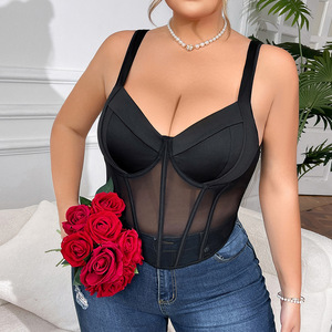 Corset sexy en maille chevronnée sur mesure pour femmes grandes tailles, soutien-gorge amincissant la <span class=keywords><strong>taille</strong></span>, camisole respirante pour poitrines généreuses - Product Image 4