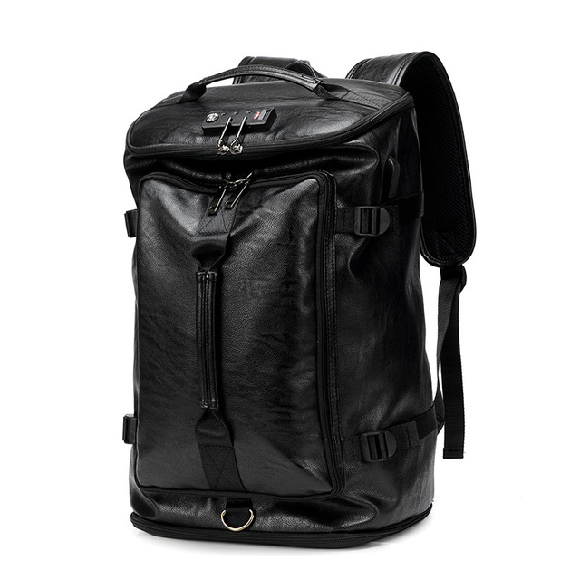 Custom Large Capacity Travel Backpack Vegan Leather Pu Travel Bag for Men Backpack