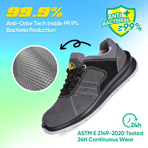 BactiVoid Comfort Wide Fit Safety Shoes Man Light Weight Safety <strong>Trainers</strong> With Breathable Leather, Gray <strong>Work</strong> Shoes - Product Image 5