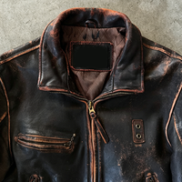 Veste en cuir véritable pour homme YSJY OEM personnalisée, automne-hiver, col à revers, style motard, cuir de vachette tanné végétal, vintage
