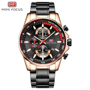 Mini Focus Gloednieuwe Heren Luxe Waterdichte Fabriek Nieuwste Sport Quartz Horloges Met Polshorloge Rvs Strap Mf 0218G