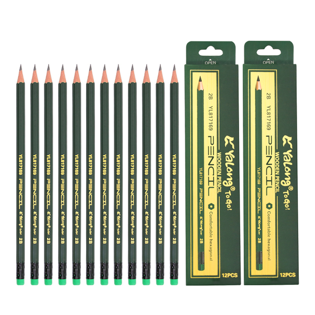 YALONG Classic Design Soft Wood Pencils 2B Pencils Custom Pencil Set for Office and School