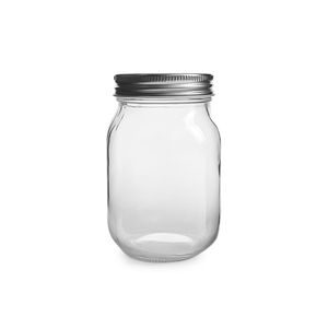 Botol Minuman Kaca Mason Jar 500ml 16oz untuk Milk Shake, Yogurt, Teh Susu, dengan Tutup Metalik - Product Image 1
