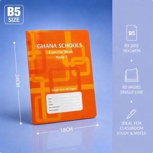 Cahier d'exercices scolaire professionnel de qualité Ghana, 40 feuilles, lignage simple - Product Image 1