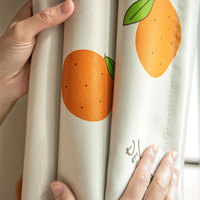 Tela de Cortina Estampada 100% Poliéster, Diseño de Frutas Naranjas, Cortinas Modernas Minimalistas, Tela al por Mayor