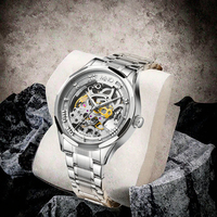 Montre mécanique automatique analogique sportive pour homme Binbond H1277 1277, bracelet en cuir et acier inoxydable de luxe, cadran ajouré