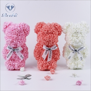 ดอกไม้ประดิษฐ์ทำด้วยมือสำหรับตกแต่งของขวัญคริสต์มาส2024ตุ๊กตาหมีดอกกุหลาบที่มืดมน - Product Image 5