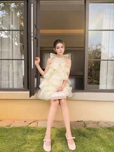 3D Rose Floral <b>Mini</b> Dress Pleated Tulle Hem Princess Party Prom Custom Wholesale Women Coquette Satin Breathable - Product Image 6