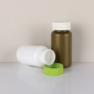 75ml 120ml 150ml 160ml 170ml Bouteille de pilules en plastique vide colorée avec étiquette Bouteille de vitamine de médecine Conteneurs de produits chimiques avec bouchons - Product Image 3