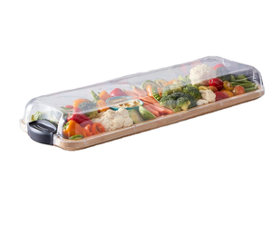 Tabla de Cortar de Bambú para Alimentos Preparados con Tapa con Cierre y Bandeja Larga para Decoración de Encimera de Cocina - Product Image 1