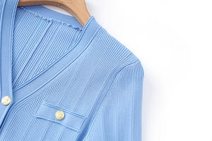 Nuovissimo Abito Lungo Autunnale da Donna <span class=keywords><strong>in</strong></span> Stile Francese Vintage a Maniche Lunghe <span class=keywords><strong>in</strong></span> <span class=keywords><strong>Maglia</strong></span> Aderente con Scollo a V e Orlo <span class=keywords><strong>Svasato</strong></span> - Product Image 4