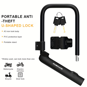 Antivol en U RIDERACE pour VTT, vélos de route, motos et vélos électriques – Sécurité renforcée, résistant aux rayures, en PVC, antivol robuste - Product Image 1