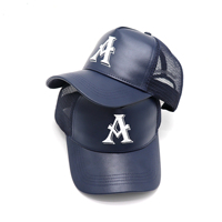 Marque privée 3d Logo Gorras Broderie Casquette De Camionneur Premium Personnalisé PU Faux Cuir Chapeau De Camionneur