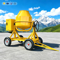 Bétonnière mobile à tambour inclinable robuste, 4 roues, équipement de mélange de ciment remorquable pour bâtiments