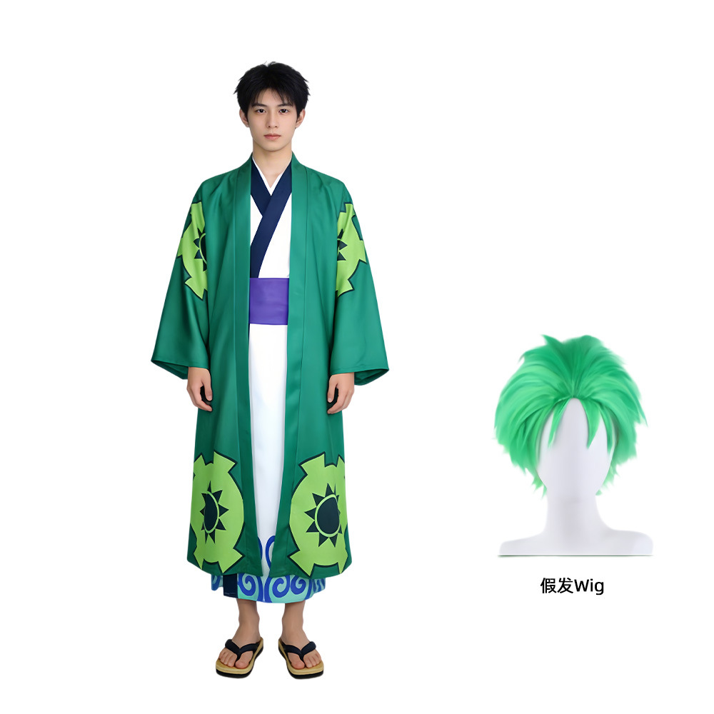 Perruque de peignoir Zoro (robe intérieure, robe extérieure, perruque de ceinture)