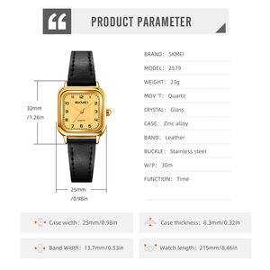 Montre pour femme à quartz, cadran texturé 25 mm, bracelet en cuir, étanche, avec design sportif minimaliste et élégant, personnalisable OEM/ODM - Product Image 5