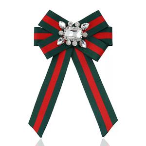 Hepound新ヨーロッパイギリス系アメリカ人スタイルシャツフラワーアクセサリーブローチねじリボンラインストーンボウティー襟ピン卸売 - Product Image 4