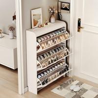 Nuevo Diseño 2026: Mueble Zapatero Ultrafino Estilo Crema Minimalista con Tapa Abatible, Organizador Estrecho para Entrada y Pasillo de Apartamentos