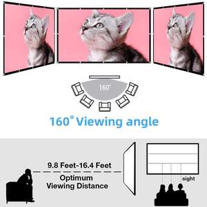 شاشة عرض W100 مقاس 120 بوصة من قماش البوليستر الأبيض الناعم، شاشة عرض للأفلام بتقنية العرض الأمامي والخلفي، شاشة عرض كريستالية من البولي إيثيلين تيريفثالات - Product Image 6