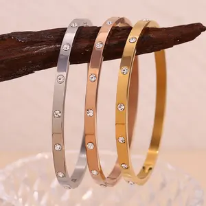 Trend 2024 Zircon Jewelry PVD Gold Plated Jewelry Stainless Steel Bangles Gift For Women