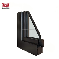 Fenêtre coulissante à double vitrage en alliage d'aluminium à rupture de pont thermique, style design moderne, résistante aux ouragans, pour balcon