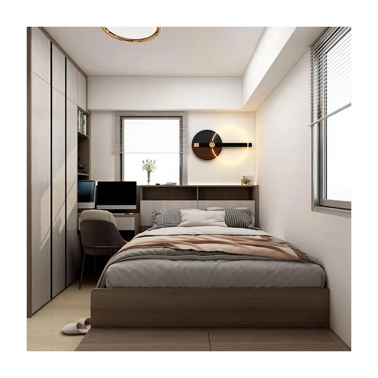 Итальянский современный минималистский большой вместимости роскошный гостевой дом в стиле ретро Главная спальня кровать из массива дерева пол