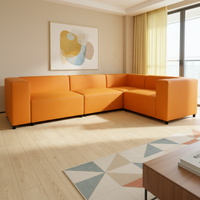 Eckiges Modulares Sofa-Set mit Edelstahlbeinen, Schwammfüllung, Modernes Design für Apartment, Wohnzimmer, Lager, Villa