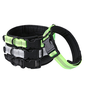 Reflective Nylon Dog <b>Collar</b> For Large Dogs Black Green Gray Colored Grid Simple Style <b>Pet</b> Neck <b>Collar</b> With Leash - Product Image 1