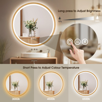 Miroir de salle de bain intelligent LED tendance 2025, anti-buée, design Art Déco, cadre argenté, fixation murale, commande tactile, personnalisable