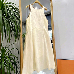 For Batwing Sleeve V-neck Mini <b>Dress</b> Loose Fit 100% Linen Breathable Casual Summer Style Solid Color Knitted Fabric Floral - Product Image 1