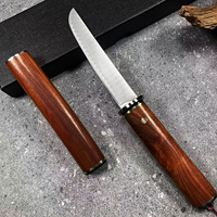 Japanisches Damaszener Stahlmesser, Outdoor-Überlebensmesser, Multifunktionales Scharfes Gerades Messer für Outdoor-Camping