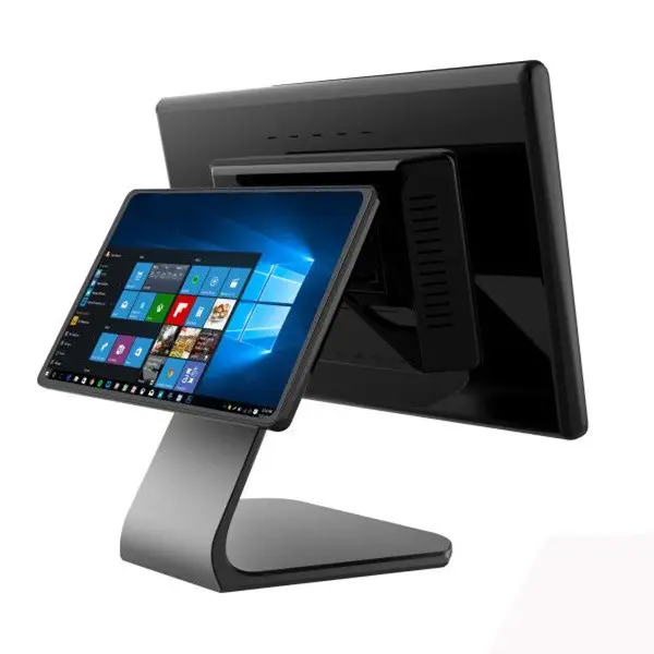 15.6 Inch Touch Screen Pos Terminal Met 10.1 Inch Klant Display Dual Screen Pos Hardware Alles In Een