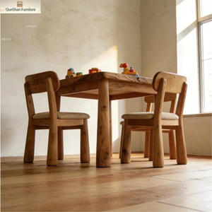 Set Tavolo e Sedie per Bambini in Legno Massello, Design Artistico e Creativo, Colore Naturale, Tavolo da Studio per Casa, Design Semplice e Moderno - Product Image 5