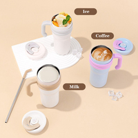 Gobelets à café portables en acier inoxydable de 700 ml, gobelet à glace Labubu, grande capacité, gobelet isotherme sous vide avec poignée et paille