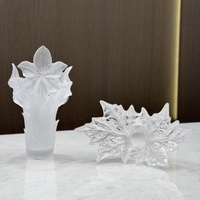 Bol décoratif en verre givré en forme de feuille d'érable, plat de service de luxe pour fruits, centre de table, décoration pour la maison, le bureau, un cadeau de mariage