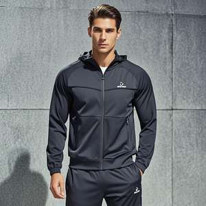 เสื้อแจ็กเก็ตกีฬาสำหรับผู้ชายเสื้อออกกำลังกายผ้าฝ้ายโพลีเอสเตอร์กันลมมีซิปน้ำหนักเบา - Product Image 3