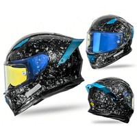 Casque de moto en fibre de carbone, casque intégral de sécurité pour scooter et cruiser, avec visière solaire, casque de conduite forgé